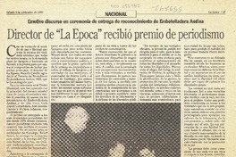 Director de "La Epoca" recibió premio de periodismo.  [artículo]