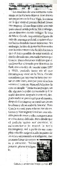 Adiós, Hemingway".  [artículo]