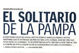 El solitario de la pampa  [artículo] Marcela Escobar Quintana.