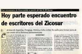 Hoy parte esperado encuentro de escritores del Zicosur.  [artículo]