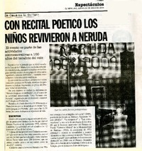 Con recital poético los niños revivieron a Neruda.  [artículo]