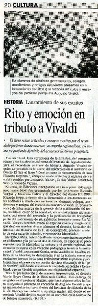 Rito y emoción en tributo a Vivaldi.  [artículo]