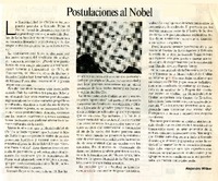 Postulaciones al Nobel  [artículo] Alejandro Witker.