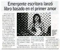 Emergente escritora lanzó libro basado en el primer amor  [artículo].