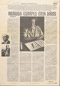 Neruda cumple cien años  [artículo] Mario Vargas Llosa
