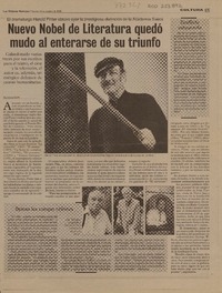 Nuevo Nobel de literatura quedó mudo al enterarse de su triunfo  [artículo]