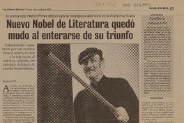 Nuevo Nobel de literatura quedó mudo al enterarse de su triunfo  [artículo]