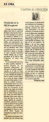 Presidente de la Sech regional  [artículo]Benjamín León.