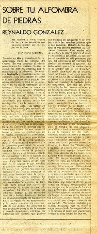 Sobre tu alfombra de piedras  [artículo] Reynaldo González.