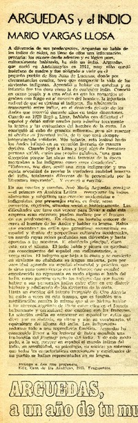 Arguedas y el indio  [artículo] Mario Vargas Llosa.