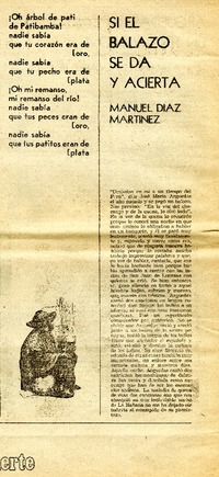 Si el balazo se da y acierta  [artículo] Manuel Díaz Martínez.