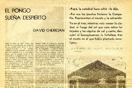 El pongo sueña despierto  [artículo] David Cherician.