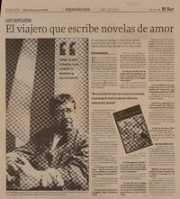 El viajero que escribe novelas de amor (entrevista)  [artículo]Luis Sepúlveda.