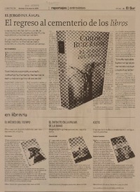 El regreso al cementerio de los libros  [artículo]Tito Matamala.