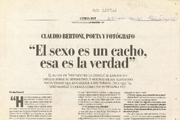 "El sexo es un cacho esa es la verdad" (entrevista)  [artículo]Juan Podestá B.