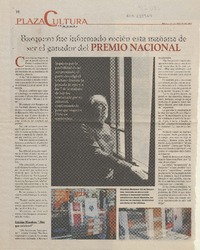 Barquero fue informado recién esta mañana de ser el ganador del Premio Nacional  [artículo].