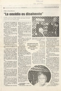 "La envidia es disolvente" (entrevista)  [artículo] Jorge Abasolo Aravena.