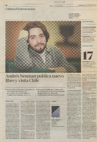 Andrés Neuman publica nuevo libro y visita Chile  [artículo] Francisco Véjar.