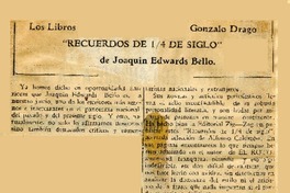Recuerdos de 14 de siglo  [artículo] / Gonzalo Drago.