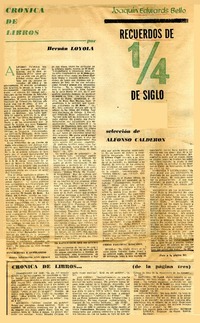 Recuerdos de 14 de siglo  [artículo] / Hernán Loyola.