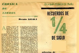 Recuerdos de 14 de siglo  [artículo] / Hernán Loyola.
