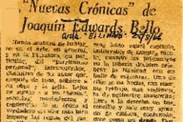 "Nuevas crónicas" de Joaquín Edwards Bello  [artículo] Hugo Rolando Cortés.