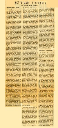 Actividad literaria  [artículo] Agustín Billa Garrido.