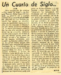 Un cuarto de siglo--  [artículo] M. P. M.