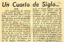 Un cuarto de siglo--  [artículo] M. P. M.