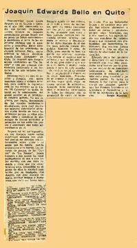 Joaquín Edwards Bello en Quito  [artículo] Sergio Huneeus.