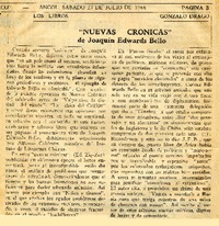 Nuevas crónicas  [artículo] Gonzalo Drago.