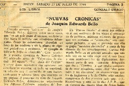 Nuevas crónicas  [artículo] Gonzalo Drago.