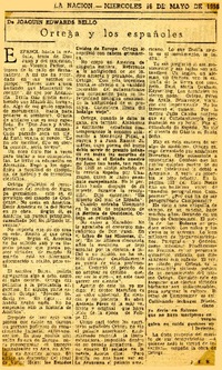Ortega y los españoles  [artículo] Joquín Edwards Bello.