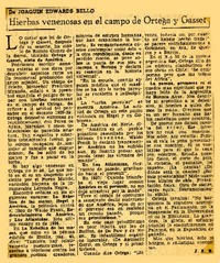 Hierbas venenosas en el campo de Ortega y Gasset  [artículo] Joaquín Edwards Bello.