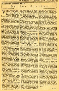 De los diarios  [artículo] Joaquín Edwards Bello.