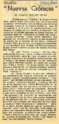 Nuevas crónicas  [artículo] Gonzalo Drago.