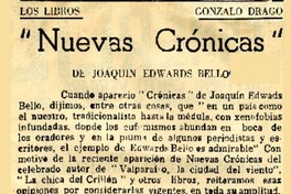 Nuevas crónicas  [artículo] Gonzalo Drago.
