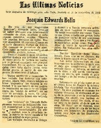 Joaquín Edwards Bello  [artículo] Andrés de Castralvo.
