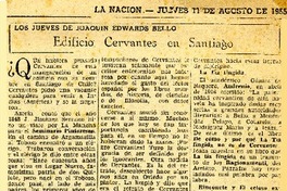 Edificio Cervantes en Santiago  [artículo] Joaquín Edwards Bello.