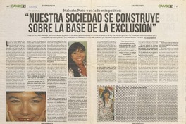 Nuestra sociedad se construye sobre la base de la exclusiòn (entrevista)  [artículo] Oscar Reyes P.