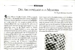 Del archipiélago a la memoria  [artículo] Sergio Rodríguez Saavedra.