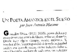 Un poeta amanece en el sueño  [artículo] Juan Antonio Massone.