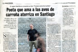 Poeta que ama a las aves de carroña aterriza en Santiago  [artículo] Rodrigo Castillo.