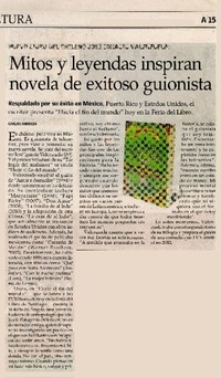 Mitos y leyendas inspiran novela de exitoso guionista  [artículo] Carlos Andueza.