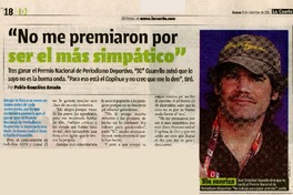 "No me premiaron por ser el más simpático"  [artículo] Pablo González Amado.