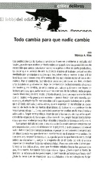 Todo cambia para que nadie cambie  [artículo] Monica A. Ríos.