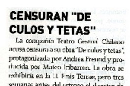 Censuran "De culos y tetas"  [artículo].