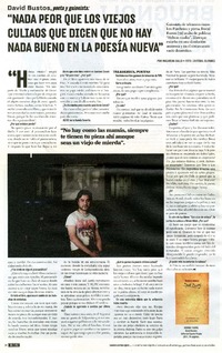 "Nada peor que los viejos culiaos que dicen que no hay nada nuevo en la poesía nueva" (entrevista)  [artículo] Macarena Gallo.