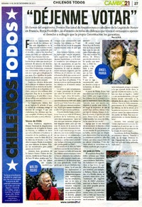 "Déjenme votar"  [artículo] A. B. B.