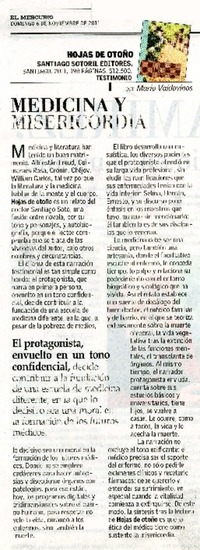 Medicina y misericordia  [artículo] Maerio Valdovinos.